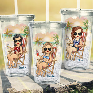 La vie est bien meilleure à la plage – Gobelet en acrylique transparent personnalisé pour voyage – Cadeau pour les amoureux du voyage