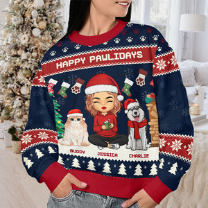 Joyeux Noël ! Sweat-shirt personnalisé pour chien et chat, moche et personnalisé ! Pull unisexe en laine ! Cadeau de Noël pour les propriétaires et les amoureux des animaux.