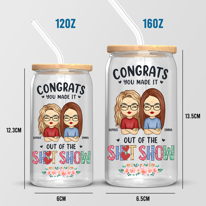Félicitations pour votre évasion ! Tasse en verre personnalisée pour collègue, tasse à café glacé ; cadeau d'appréciation et de départ à la retraite pour collègues