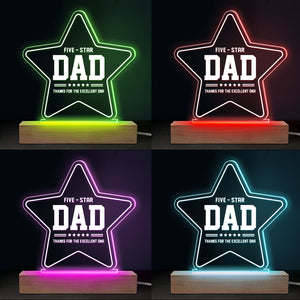 Papa cinq étoiles, merci pour votre excellent ADN ! Lampe LED 3D personnalisée pour la famille ! Cadeau d'anniversaire et de fête des pères