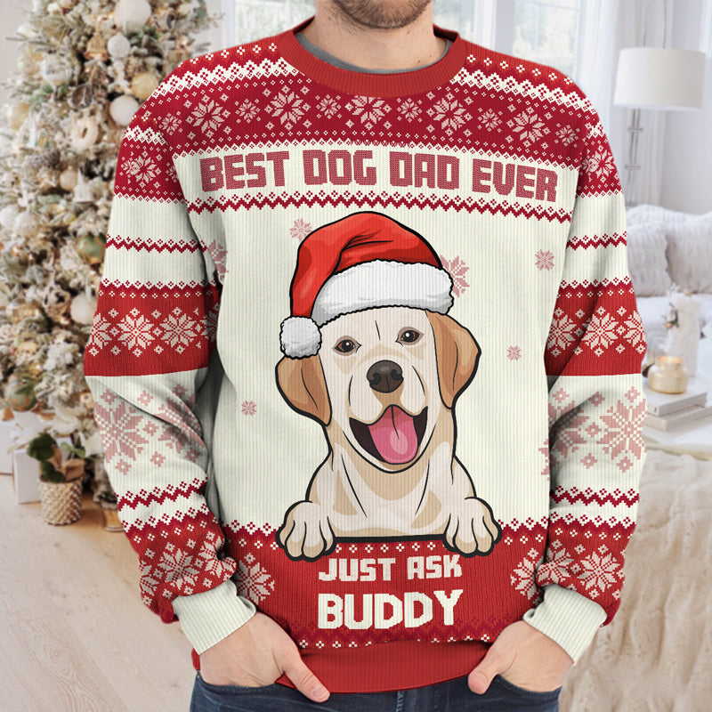 Meilleure maman de chien au monde - Sweat-shirt de Noël unisexe personnalisé, sweat-shirt en laine, sweat-shirt imprimé intégral - Cadeau pour les amoureux des chiens, les amoureux des animaux, cadeau de Noël