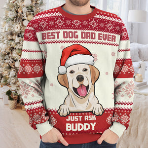 Meilleure maman de chien au monde - Sweat-shirt de Noël unisexe personnalisé, sweat-shirt en laine, sweat-shirt imprimé intégral - Cadeau pour les amoureux des chiens, les amoureux des animaux, cadeau de Noël