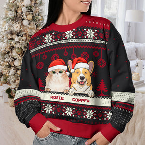 Joyeux Noël, amoureux des animaux - Sweat-shirt de Noël unisexe personnalisé, sweat-shirt en laine, sweat-shirt imprimé intégral - Cadeau pour les amoureux des animaux, cadeau de Noël