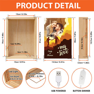 Cadre photo personnalisé « Love You » pour couple, boîte lumineuse personnalisée, cadeau pour mari et femme, anniversaire