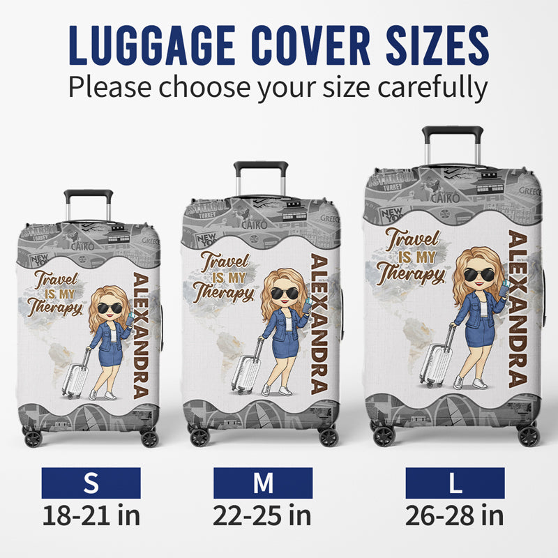 Une fille qui aime voyager - Housse de bagage personnalisée - Cadeau de vacances, cadeau pour les amoureux du voyage d'aventure