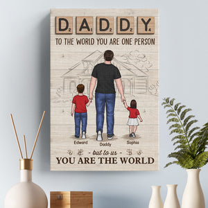Papa, on t'aime - Toile verticale personnalisée pour la famille - Cadeau d'anniversaire pour papa