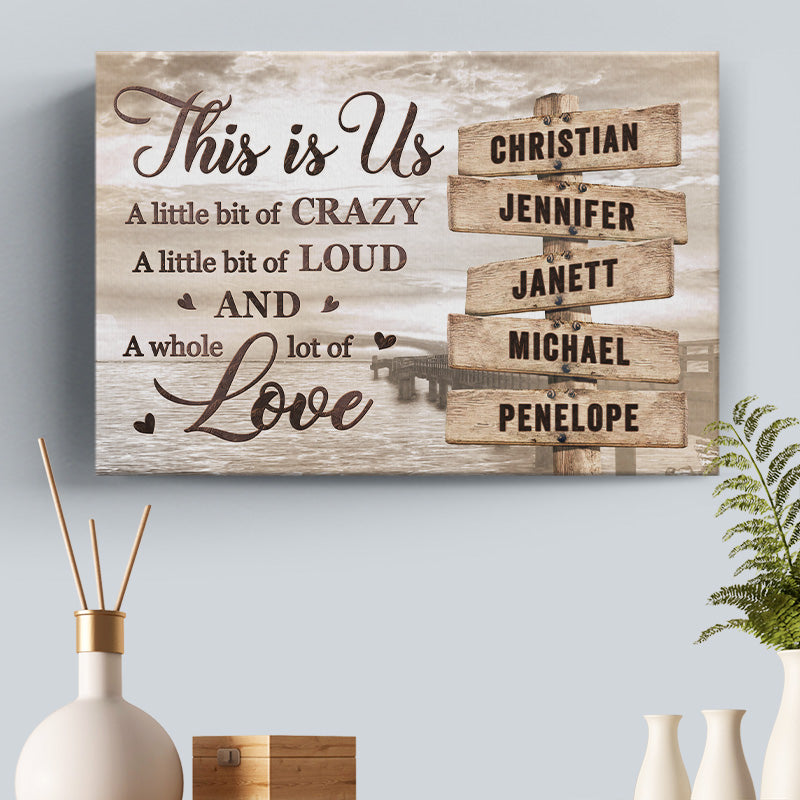 C'est nous et beaucoup d'amour - Toile horizontale personnalisée pour la famille - Cadeau pour les membres de la famille