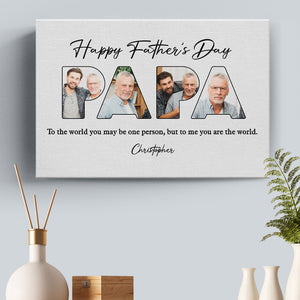 Photo personnalisée Bonne fête des pères, Papa - Toile horizontale personnalisée familiale - Cadeau de fête des pères, d'anniversaire pour papa, grand-père
