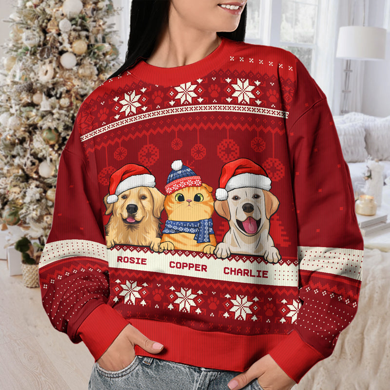 Joyeux Noël, amoureux des animaux - Sweat-shirt de Noël unisexe personnalisé, sweat-shirt en laine, sweat-shirt imprimé intégral - Cadeau pour les amoureux des animaux, cadeau de Noël