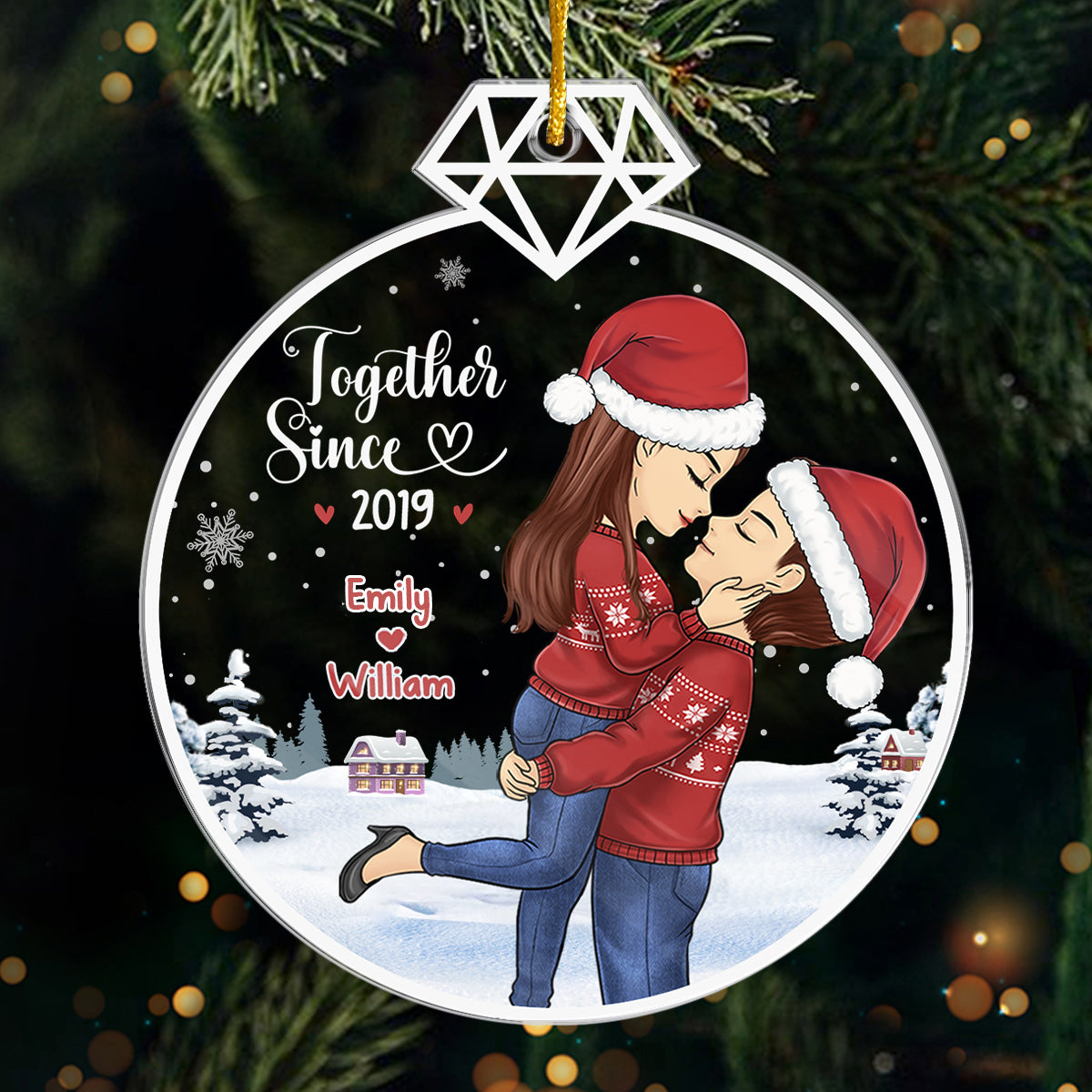 Nous sommes ensemble - Ornement personnalisé pour couple - Forme personnalisée en acrylique - Cadeau de Noël pour mari et femme, anniversaire