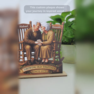 Love That Grows With Time - Couple Personalized Custom Shaped 2-Layered Wooden Plaque With Flat Stand - House Warming Gift For Husband Wife, Anniversary