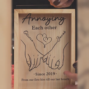 Cadre lumineux personnalisé - Cadeaux d'anniversaire de mariage personnalisés pour mari et femme, lui et elle - Ensemble pour toujours, du premier baiser jusqu'à notre dernier souffle