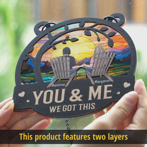 You & Me, Together Forever - Couple Personalized Window Hanging Suncatcher Ornament - Gift For Husband Wife, Anniversary