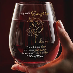 L'amour d'une mère, éternel et vrai - Verre à vin personnalisé pour la famille - Fête des Mères, cadeau pour maman, fille