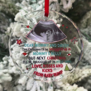 Custom Photo A Tiny Miracle Has Arrived - Family Personalized Custom Circle, Heart Glass Ornament - Christmas Gift For Baby Kids, Newborn Baby