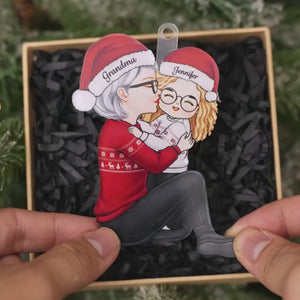 Ma famille, c'est comme fêter Noël tous les jours - Ornement personnalisé pour la famille - Forme personnalisée en acrylique - Cadeau de Noël pour grand-mère