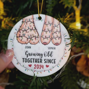 I Want To Grow Old With You - Couple Personalized Custom 3D Inflated Effect Printed Ornament - Ceramic Heart Shaped - Christmas Gift For Husband Wife, Anniversary