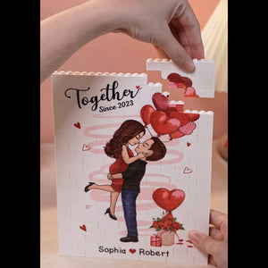 Custom Vertical Rectangle Shaped Building Brick Blocks - Personalized Anniversary Wedding Gifts For Husband And Wife, Him And Her - I Love You Forever