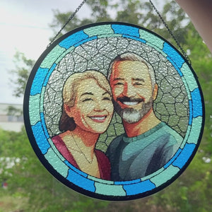 Photo personnalisée « Tu as volé mon cœur, mais je te le laisserai garder » - Attrape-soleil personnalisé pour couple, vitrail personnalisé - Cadeau de condoléances pour mari et femme, anniversaire