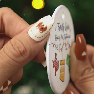 Long Distance Together Forever, Never Truly Apart - Family Personalized Custom Ornament - Ceramic Round Shaped - Christmas Gift For Family Members