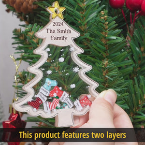 At Christmas, All Roads Lead Home - Family Personalized Custom 3 Layers Shaker Ornament - Christmas Gift For Family Members