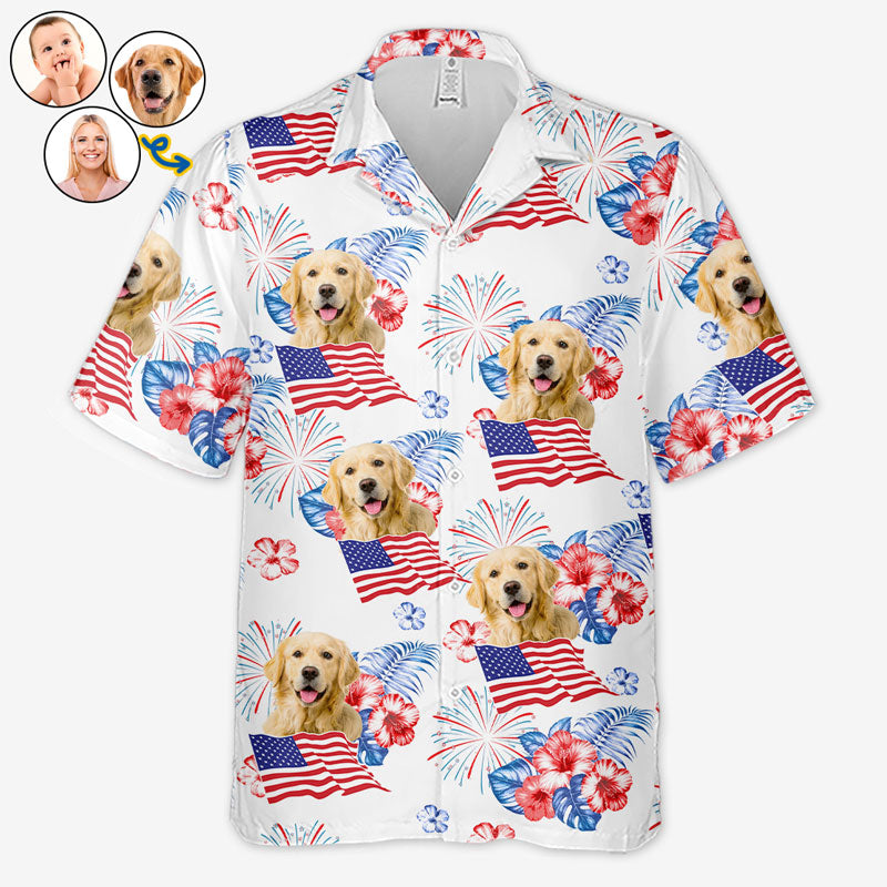 T-shirt hawaïen patriotique unisexe personnalisé pour chien et chat, motif tropical, idéal pour les vacances d'été, pour les propriétaires d'animaux et les amoureux des animaux.