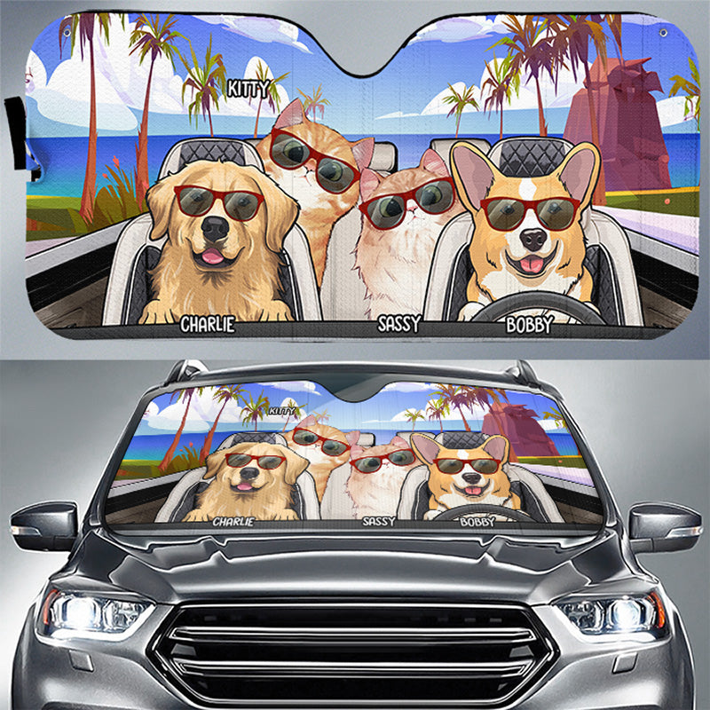 Let's Go My Stupid Heart - Pare-soleil personnalisé pour pare-brise de voiture, protection de fenêtre de voiture - Cadeau pour propriétaires d'animaux et amoureux des animaux