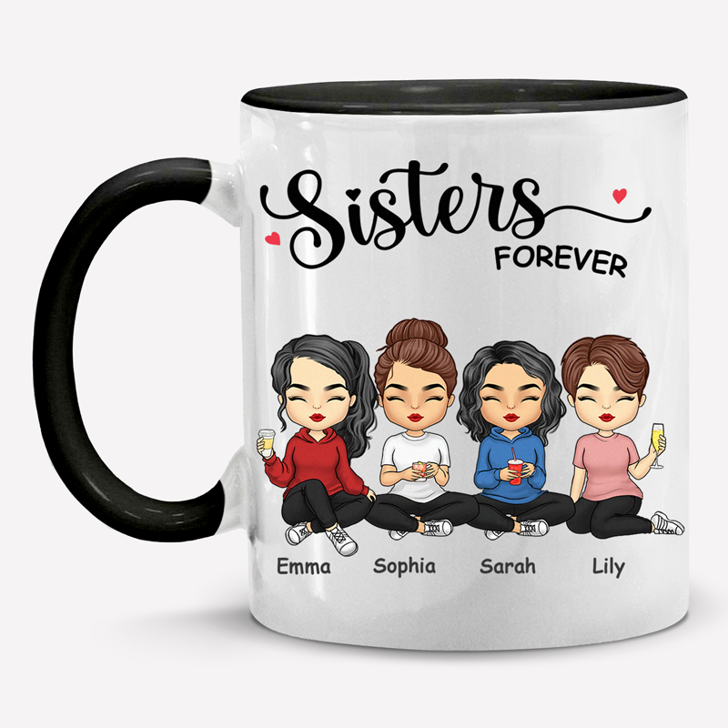 Always Sisters - Mug personnalisé avec accents - Cadeau pour meilleures amies, meilleures amies, sœurs