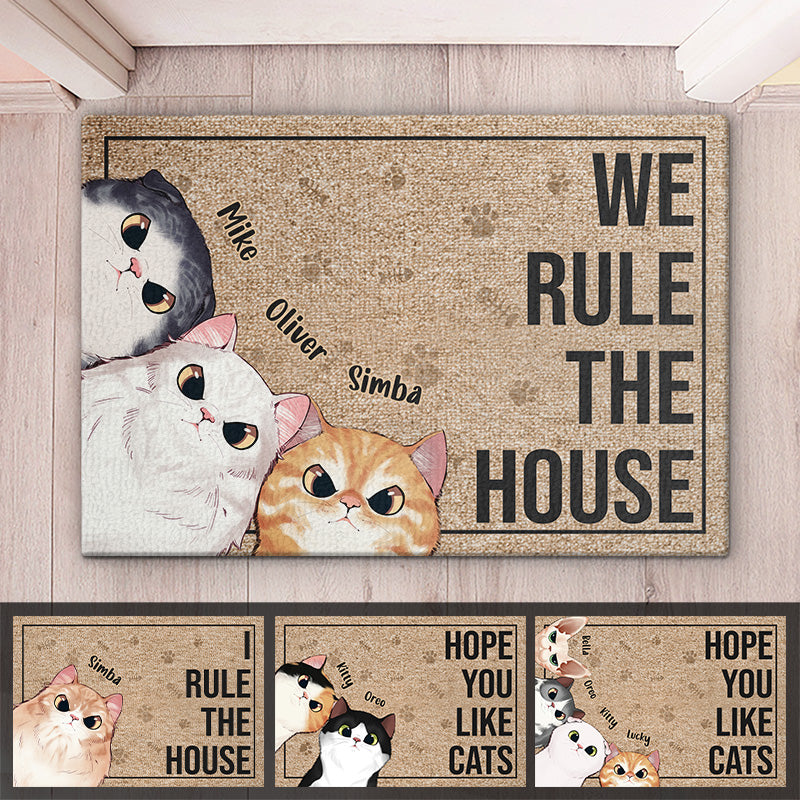 Les chats règnent sur la maison - Tapis décoratif personnalisé pour chat - Cadeau pour les propriétaires et les amoureux des animaux