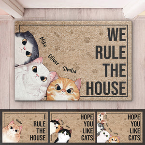 Les chats règnent sur la maison - Tapis décoratif personnalisé pour chat - Cadeau pour les propriétaires et les amoureux des animaux