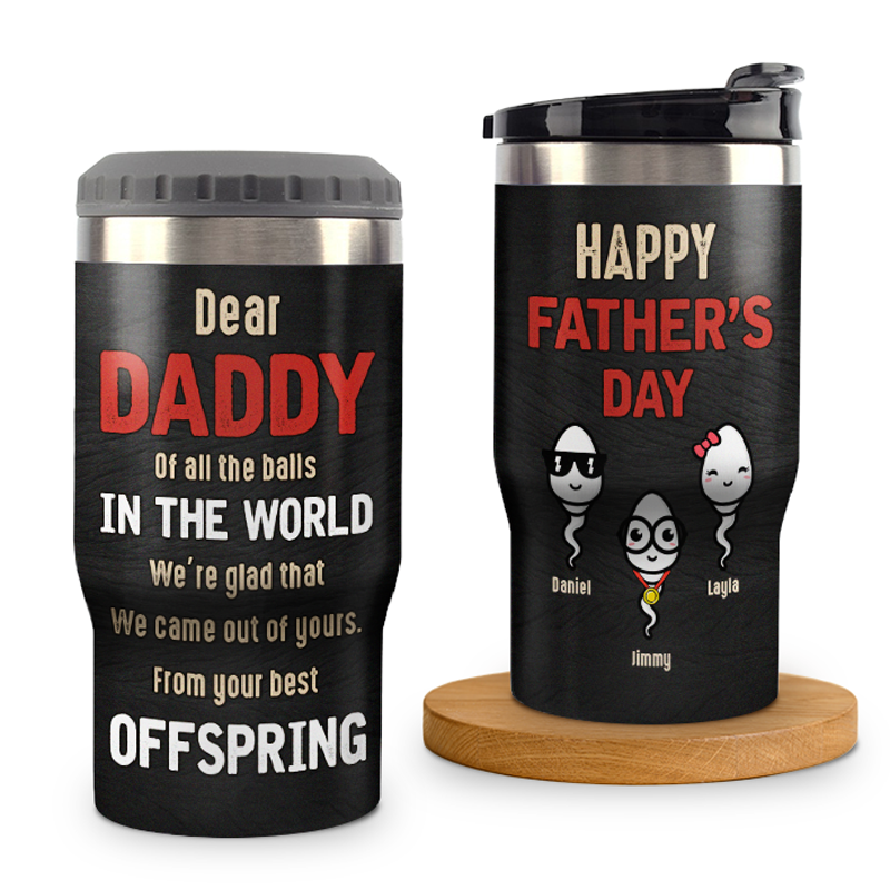 Nous sommes heureux d'avoir réussi votre coup - Glacière personnalisée pour canettes familiales - Cadeau d'anniversaire et de fête des pères pour papa
