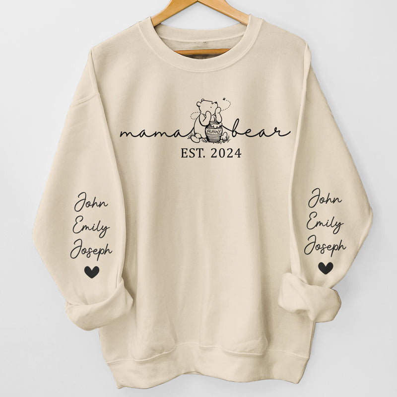 Ils m'appellent Mama Bear - Sweat-shirt unisexe personnalisé avec motif sur la manche - Fête des Mères, cadeau pour maman, grand-mère