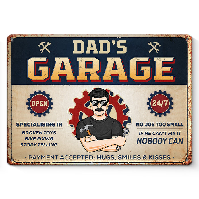 S'il ne peut pas le réparer, personne ne le peut - Plaque en métal personnalisée pour la décoration intérieure de la famille - Cadeau de pendaison de crémaillère pour la fête des pères