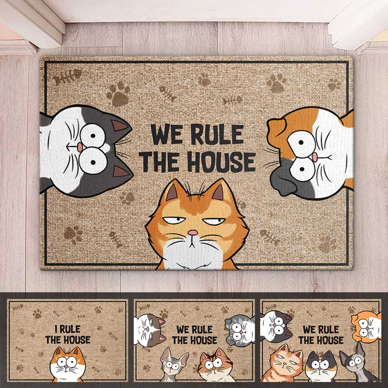 Tapis décoratif personnalisé « We Rule The House » pour chat - Cadeau pour les propriétaires et les amoureux des animaux