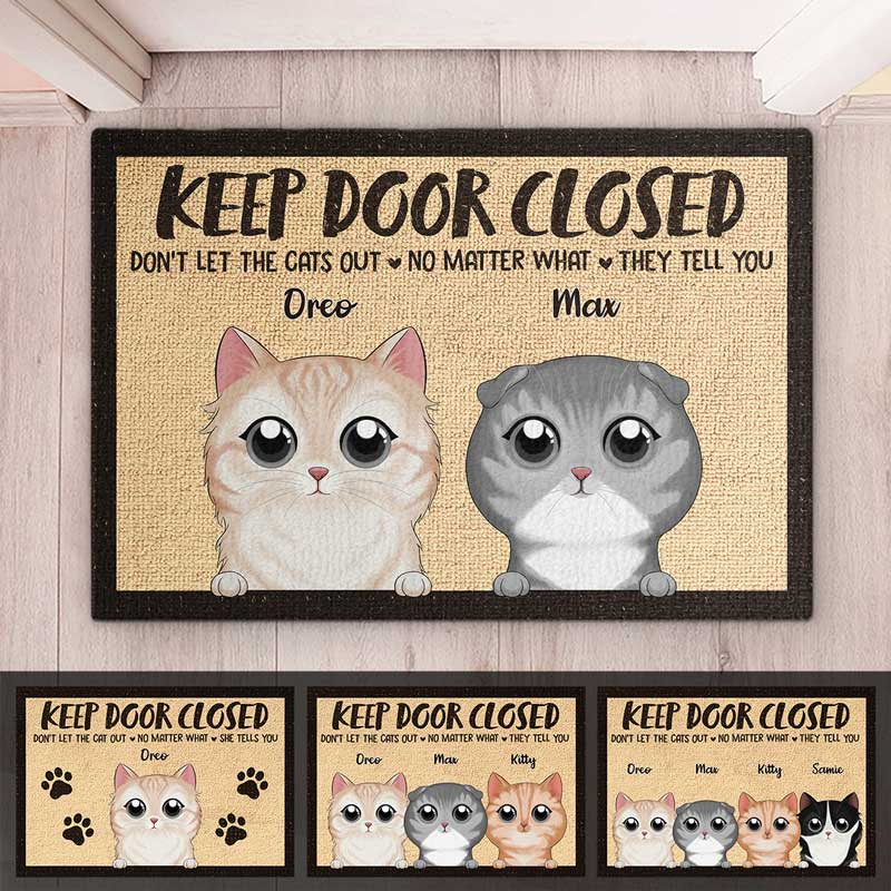 Ne laissez pas sortir mes petits animaux à fourrure ! Tapis décoratif personnalisé pour chat ! Cadeau pour les propriétaires et les amoureux des animaux.