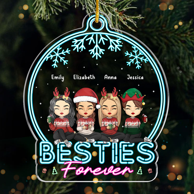 Frères et sœurs pour toujours - Décoration personnalisée pour la famille - Boule à neige en acrylique - Cadeau de Noël pour les membres de la famille, les meilleurs amis, les meilleures amies et les sœurs