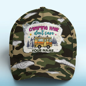 Camping Hair Don't Care - Casquette de camping personnalisée, imprimé intégral, classique - Cadeau pour les amateurs de camping
