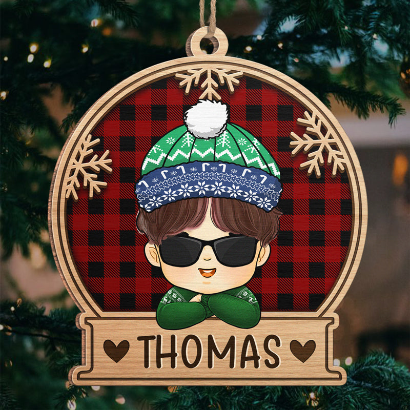 La magie de Noël - Décoration familiale personnalisée - Boule à neige en bois - Cadeau de Noël pour les membres de la famille