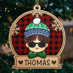 La magie de Noël - Décoration familiale personnalisée - Boule à neige en bois - Cadeau de Noël pour les membres de la famille
