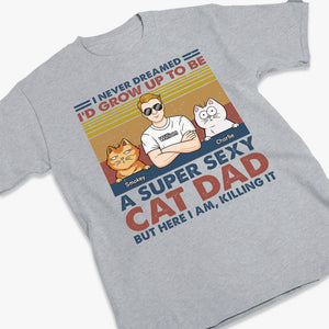 Un papa chat super sexy, une maman chat - T-shirt unisexe personnalisé, sweat à capuche, sweat-shirt - Cadeau pour les propriétaires d'animaux et les amoureux des animaux
