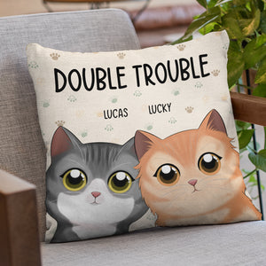 Coussin personnalisé pour chat « Double Trouble » – Cadeau pour propriétaires et amoureux des animaux