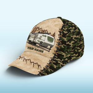 Asseyons-nous au camping ! Casquette de camping personnalisée, imprimé intégral, cadeau idéal pour les amateurs de camping.