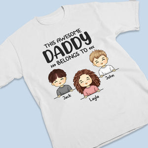 Ce papa génial appartient aux enfants - T-shirt, sweat à capuche et sweat-shirt unisexe personnalisé pour la famille - Cadeau pour les membres de la famille