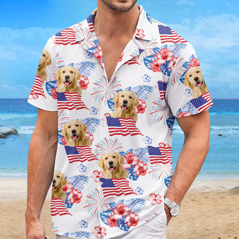 T-shirt hawaïen patriotique unisexe personnalisé pour chien et chat, motif tropical, idéal pour les vacances d'été, pour les propriétaires d'animaux et les amoureux des animaux.