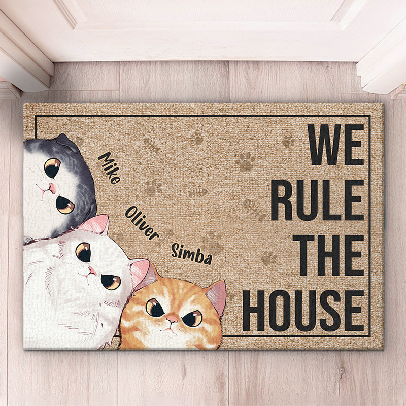 Les chats règnent sur la maison - Tapis décoratif personnalisé pour chat - Cadeau pour les propriétaires et les amoureux des animaux