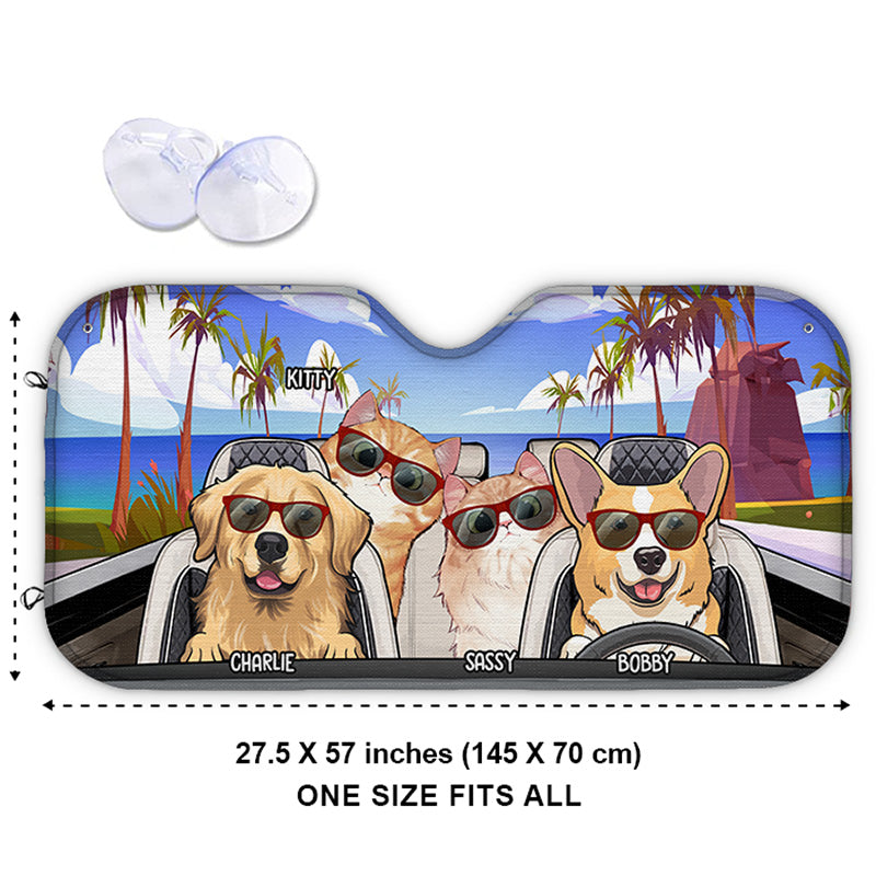 Let's Go My Stupid Heart - Pare-soleil personnalisé pour pare-brise de voiture, protection de fenêtre de voiture - Cadeau pour propriétaires d'animaux et amoureux des animaux