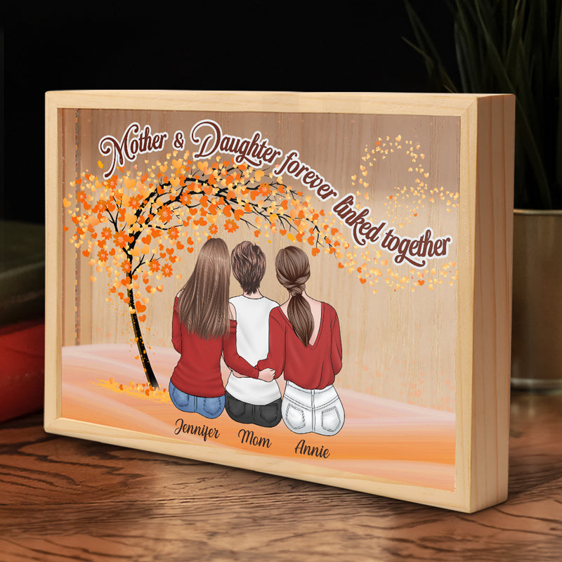 Mère et filles, notre amour ne connaît pas de distance - Cadre lumineux personnalisé pour la famille - Cadeau d'anniversaire pour maman