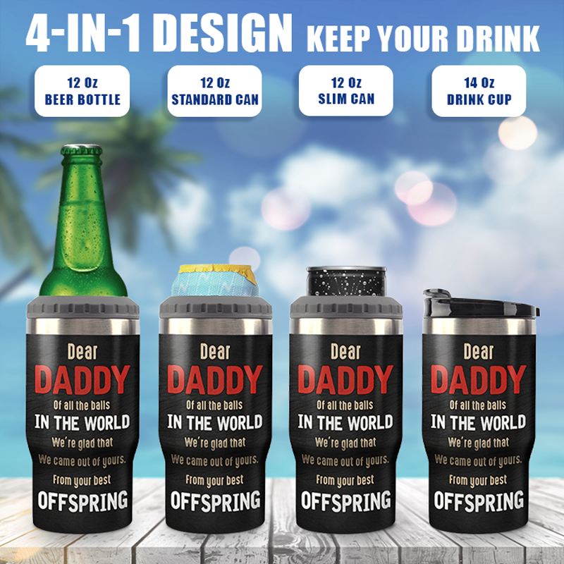 Nous sommes heureux d'avoir réussi votre coup - Glacière personnalisée pour canettes familiales - Cadeau d'anniversaire et de fête des pères pour papa