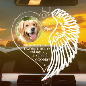 Photo personnalisée « Tu étais mon préféré » Bonjour - Ornement de voiture personnalisé commémoratif - Forme personnalisée en acrylique - Cadeau de condoléances pour les propriétaires d'animaux et les amoureux des animaux