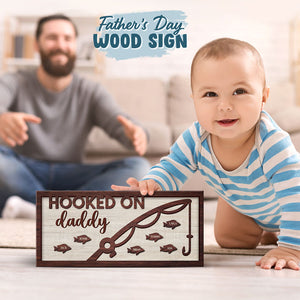 Accro à Papa - Panneau rectangulaire personnalisé en bois pour décoration d'intérieur - Cadeau de pendaison de crémaillère pour papa et grand-père